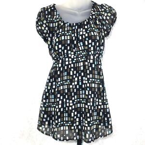 H&M Mama Puff Short Sleeves Abstract Design Maternity Blouse tunic